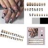 24 Pieces of Chinese Valentine's Day Simple Black and White Silver Graffiti Love Line Design, Wearing Nail Art, Nail Art, Fake Nails