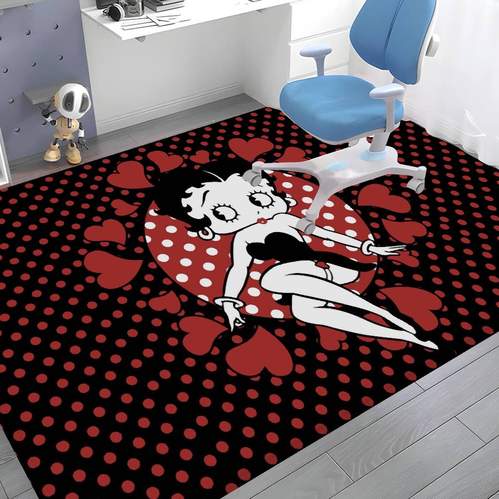 B-Betty Girl B-Boop Fußmatte Waschbar Rutschfest Wohnzimmer Sofas Stühle Bereichsmatte Küche Fußabtreter Teppich