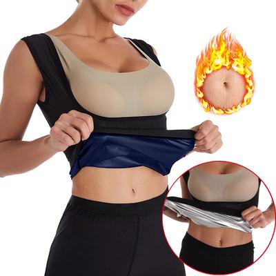 Women Silver Coating Thermo Shirt Sweat Sauna Tank Tops Body Shapers Waist Trainer Slimming Vest Fitness Shapewear Modeling Belt