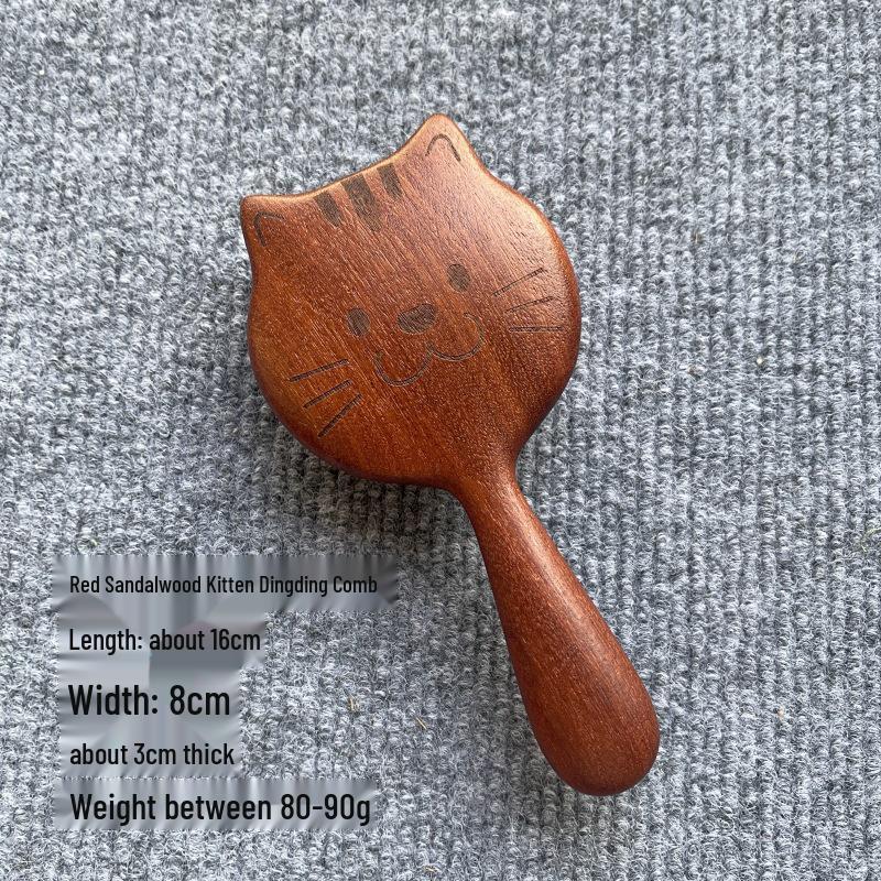 Sandalwood Kitten Comb: Coarse Tooth Wooden Hair & Scalp Massager 16x8x3.5cm
