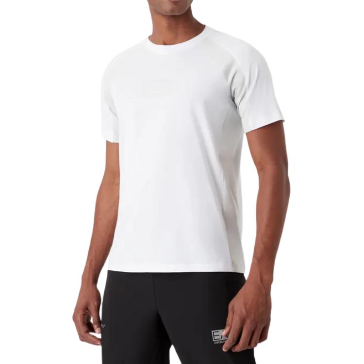Emporio Armani Ss23 Logo Print Color Block Raglan Short Sleeve T-Shirt Men Tops White 3RPT27-PJ02Z-1100