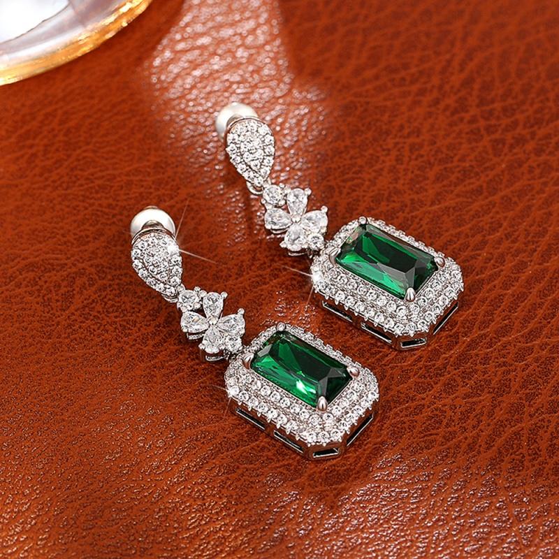 

CAOSHI Bright Green Zirconia Gorgeous Earrings for Women Fashion Jewelry for Engagement Ceremony Party Luxury Accessories Gift