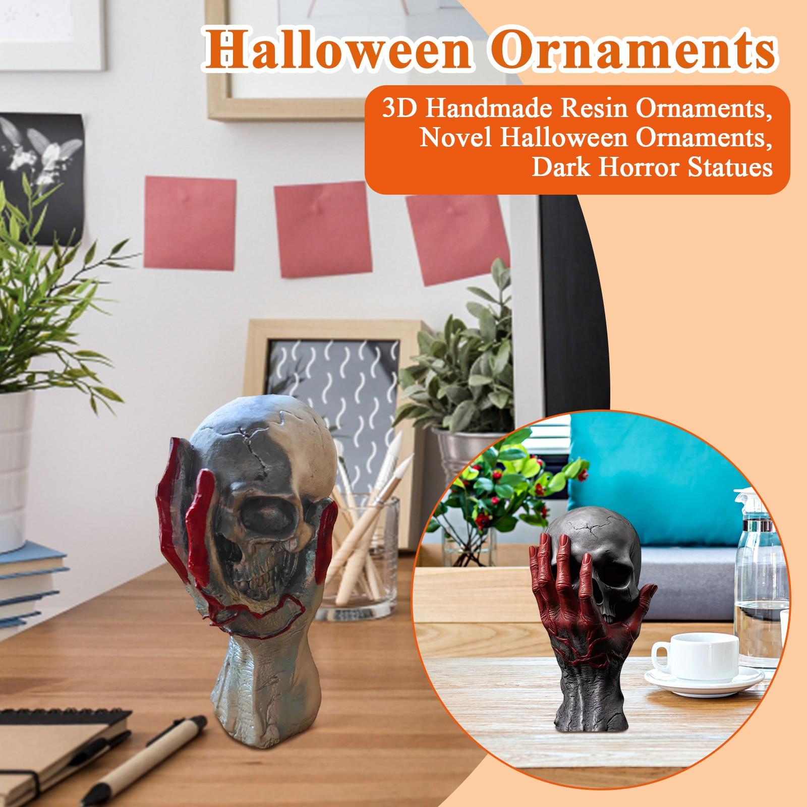 

Realistic Skull and Hand Resin Statue, Gothic Horror Decor, Unique Halloween Prop, Creepy Tabletop Ornament, Spooky Home Decoration One Size