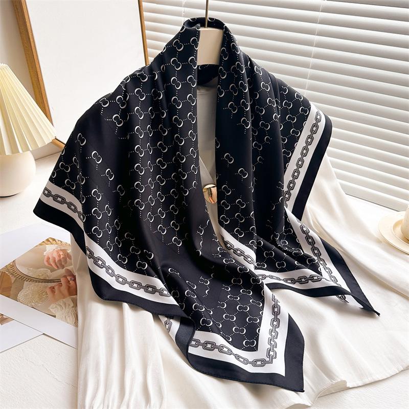 

Luxury High Quality Women Satin Silk Scarf Hairband Ribbon Neckerchief Tie Neck Bag Scarf Satin Hair Scarves 90*90cm Square Wrap 90x90cm