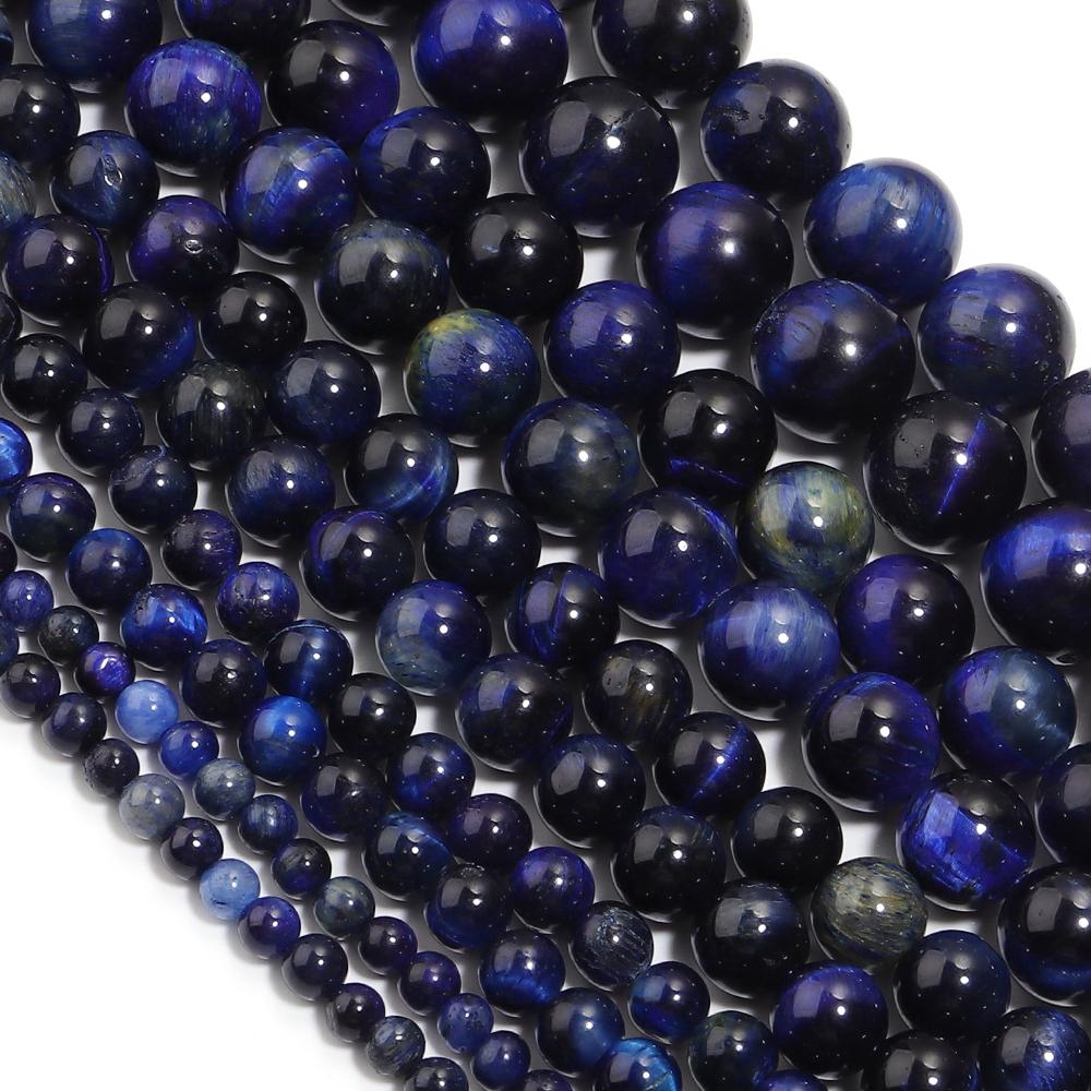 4 6 8 10 12mm Natural Stone Lapis Lazuli Tiger Eye Beads Round Loose Beads For Jewelry Making DIY Bracelets Necklace Accessories