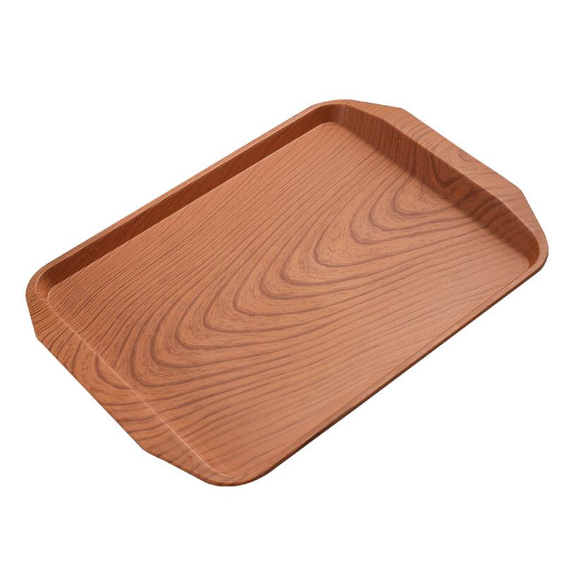 RuHan Imitation Wood Grain Rectangular Plastic Tea Tray