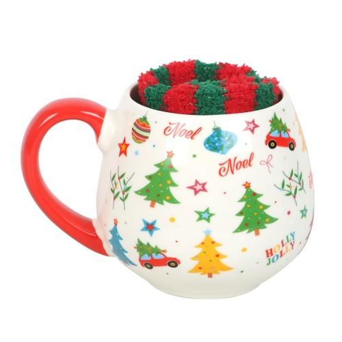 Something Different Nostalgic Print Christmas Mug and Sock Set