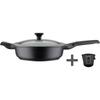 Frying Pan 28 Cm Easy Click In Aluminium and Plastic with Glass Lid - - 167833 - Black