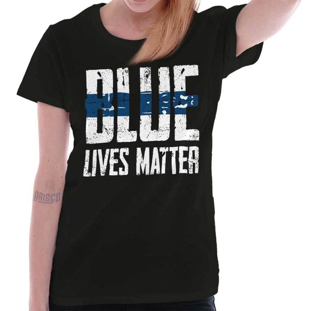 Vintage Distressed Blue Lives Matter Police Graphic T Shirts for Women T-Shirts