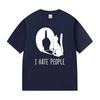 Cat Shadow I Hate People Middle Finger TShirt Humor Funny Kitty Meme Graphic T Shirt Casual Fashion ONeck Short Sleeve T Shirt