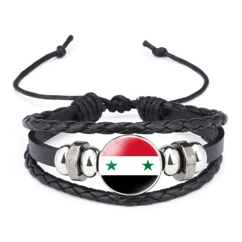 Handcrafted Black Syrian Flag Bracelet Showcasing Unique Craftsmanship and Cultural Identity for Fashion Enthusiasts