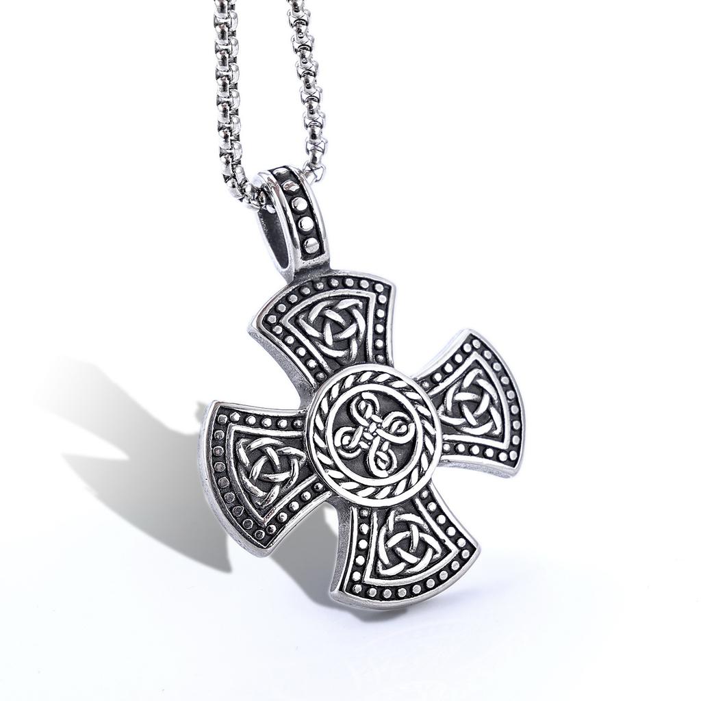 Celtic Cross Knot Stainless Steel Pendant Necklace