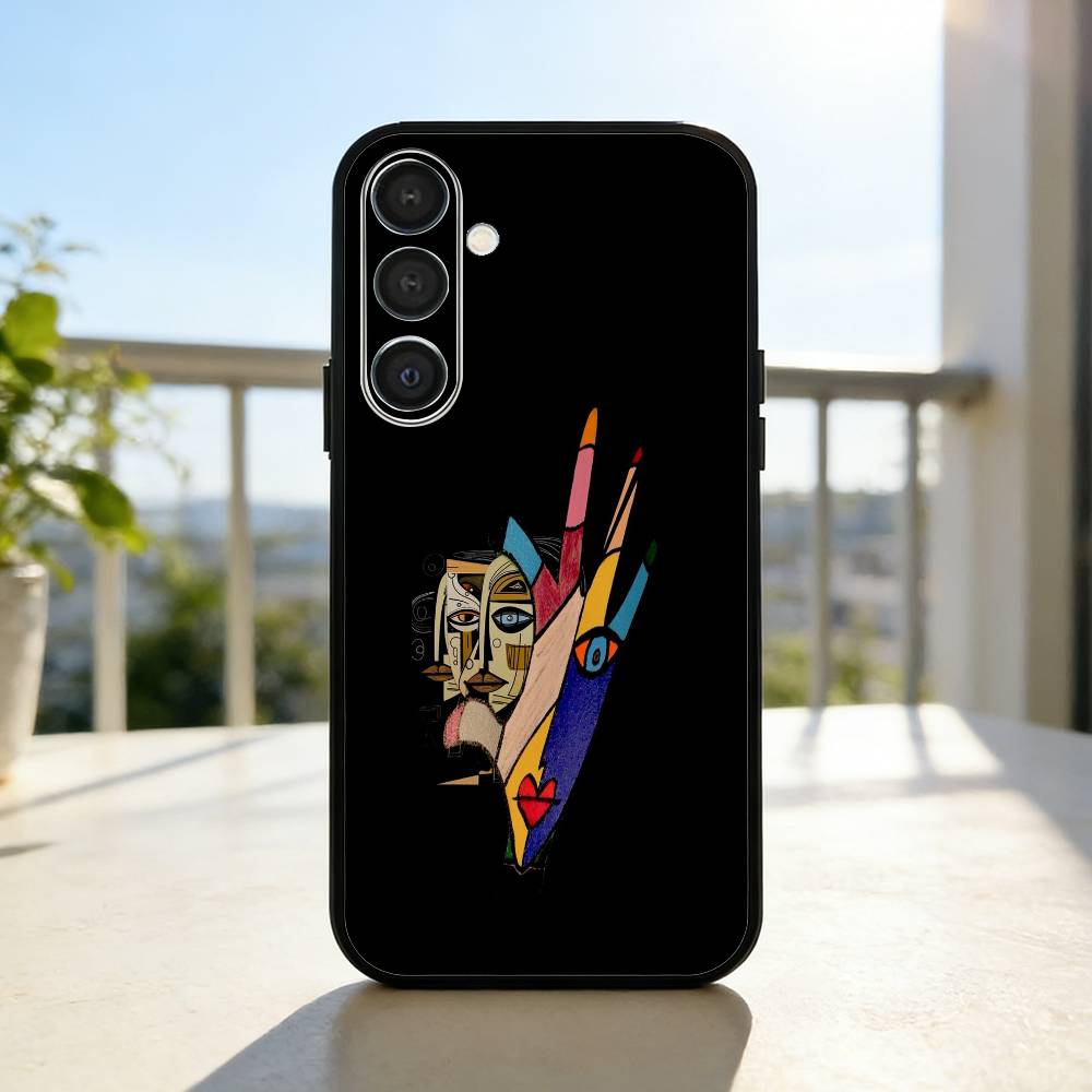 P-Picasso Abstract Art Painting Phone Case For Samsung A73,A21s,A22,A31,A32,A52,A53,A71,A80,Soft Black Shell