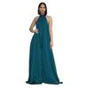 Tuta da donna con scollo all'americana, senza maniche, tinta unita, in chiffon, gamba larga, schiena scoperta, morbida, fluida, pantaloni lunghi, tutina