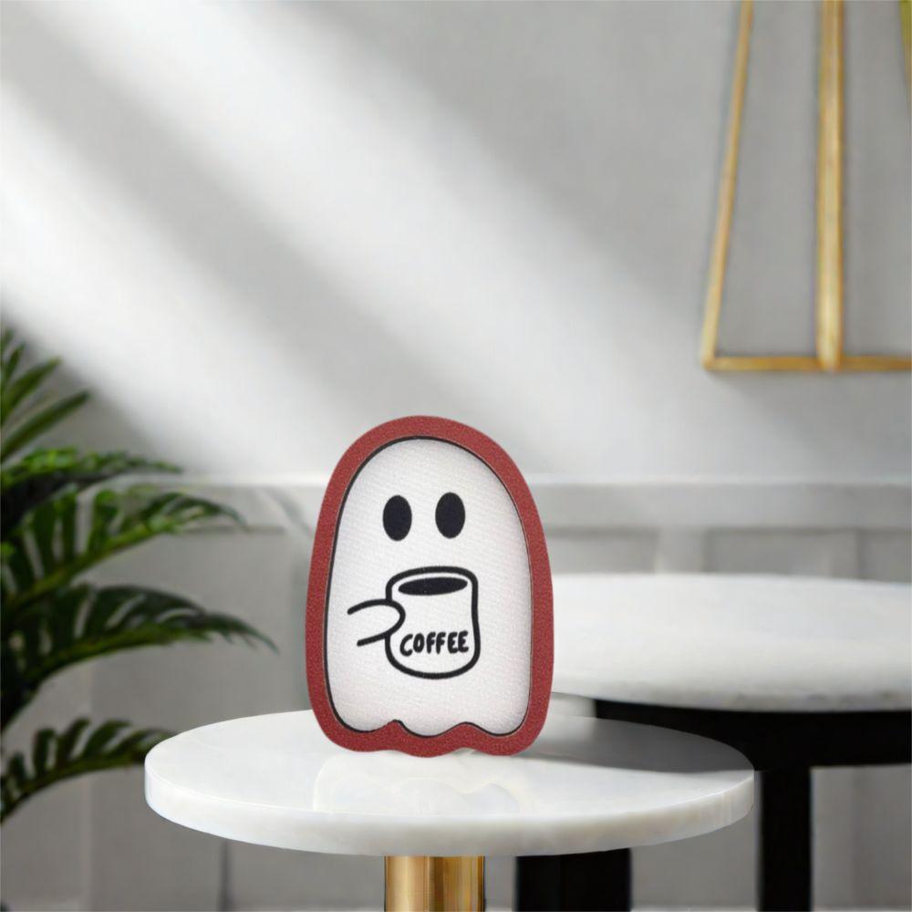 3pcs Cute Coffee Elf Ornament Wooden Miniature Statue Model Funny Hallween Ghost Ornament  Office