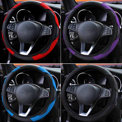 Capa universal de fibra de carbono para volante de carro, capa antiderrapante de couro pu, acessórios para carro