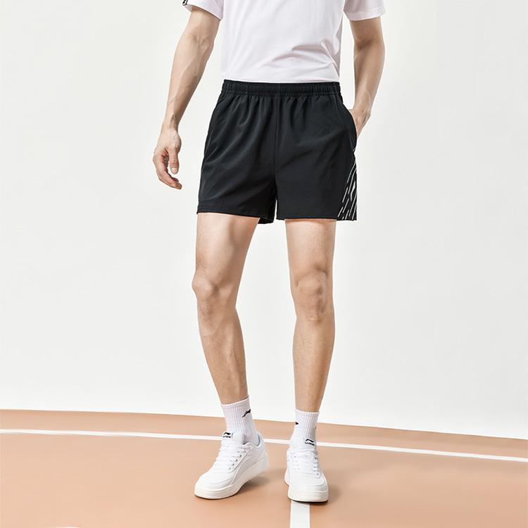 Li-Ning Quick-Dry Elastic Waist Mid-Rise Casual Shorts Unisex Shorts Black AAPU045-1