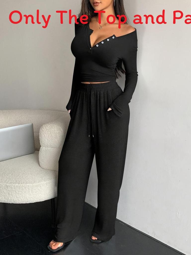 Streetwear Fashion Womens Long Sleeve Solid Color Jumpsuit With Button Details For Fall