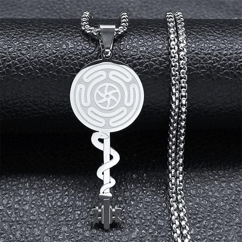 Stainless Steel Highcat Runner Pendant Necklace Witchcraft Snake Key Jewelry Snake Bone Chain