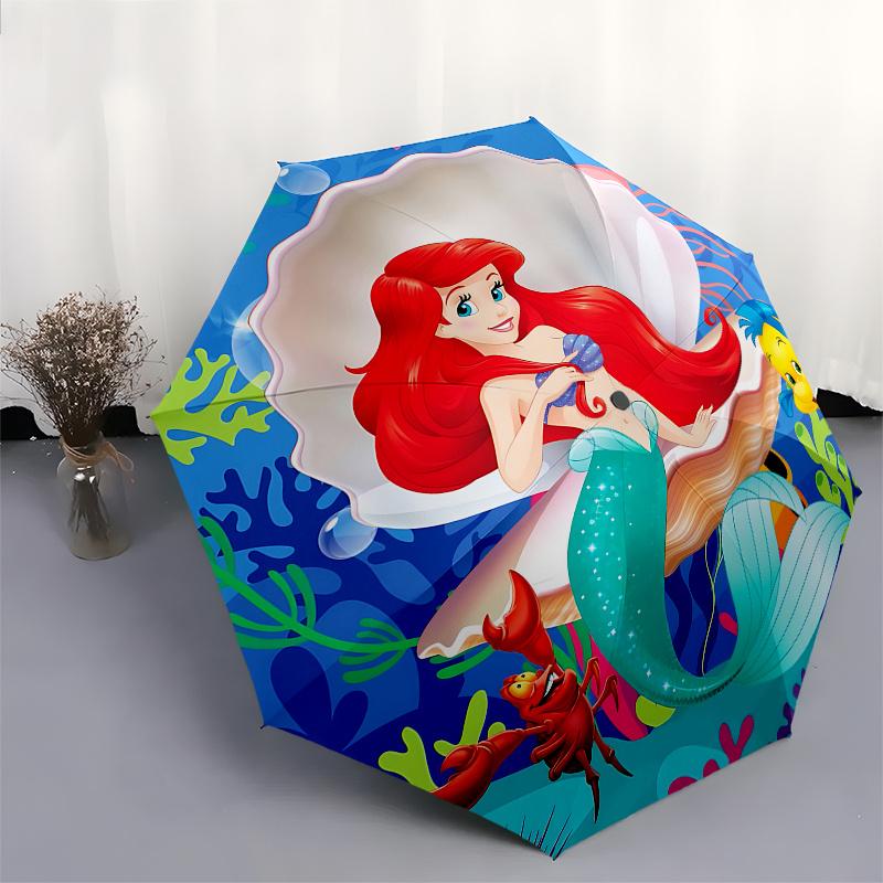 1 Auto Open Mermaid, Ocean Themed Colorful 8-rib Portable Umbrella for Men and Women, A Compact Commuting Companion Suitable for Daily Drink