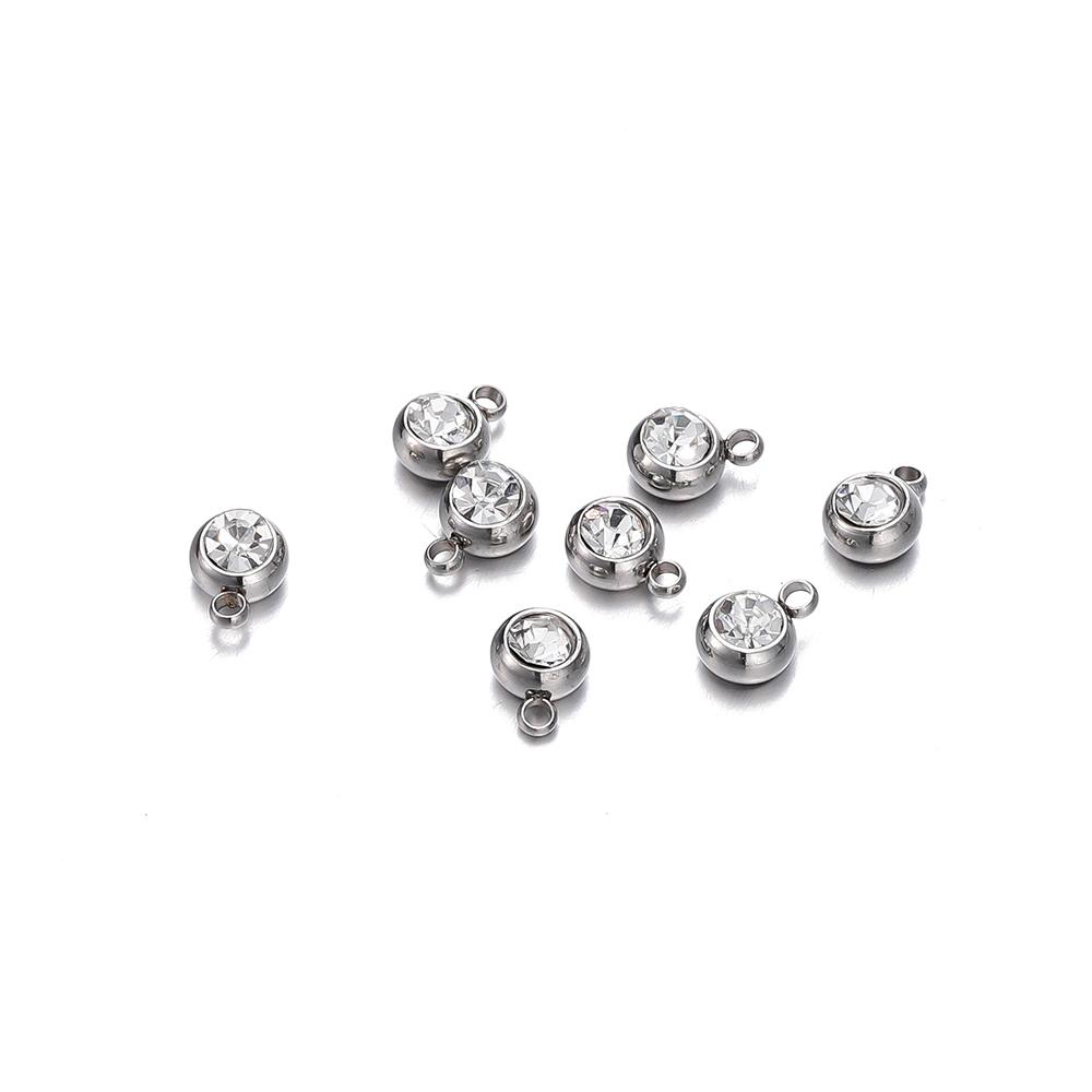 20 Stück 6mm Edelstahl Strassperlen Goldfarbe Kristall Anhänger für DIY Halskette Armband Charm Schmuckherstellung