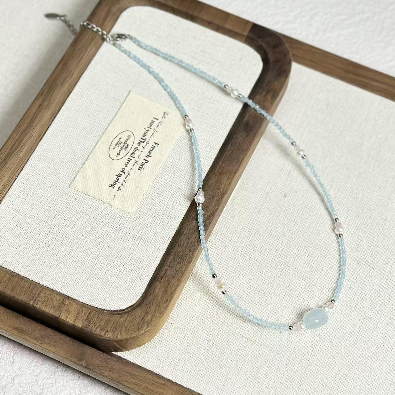 

Colorful Red Veined Stone & Freshwater Pearl Necklace - Women s High-End Spring/Summer Design
