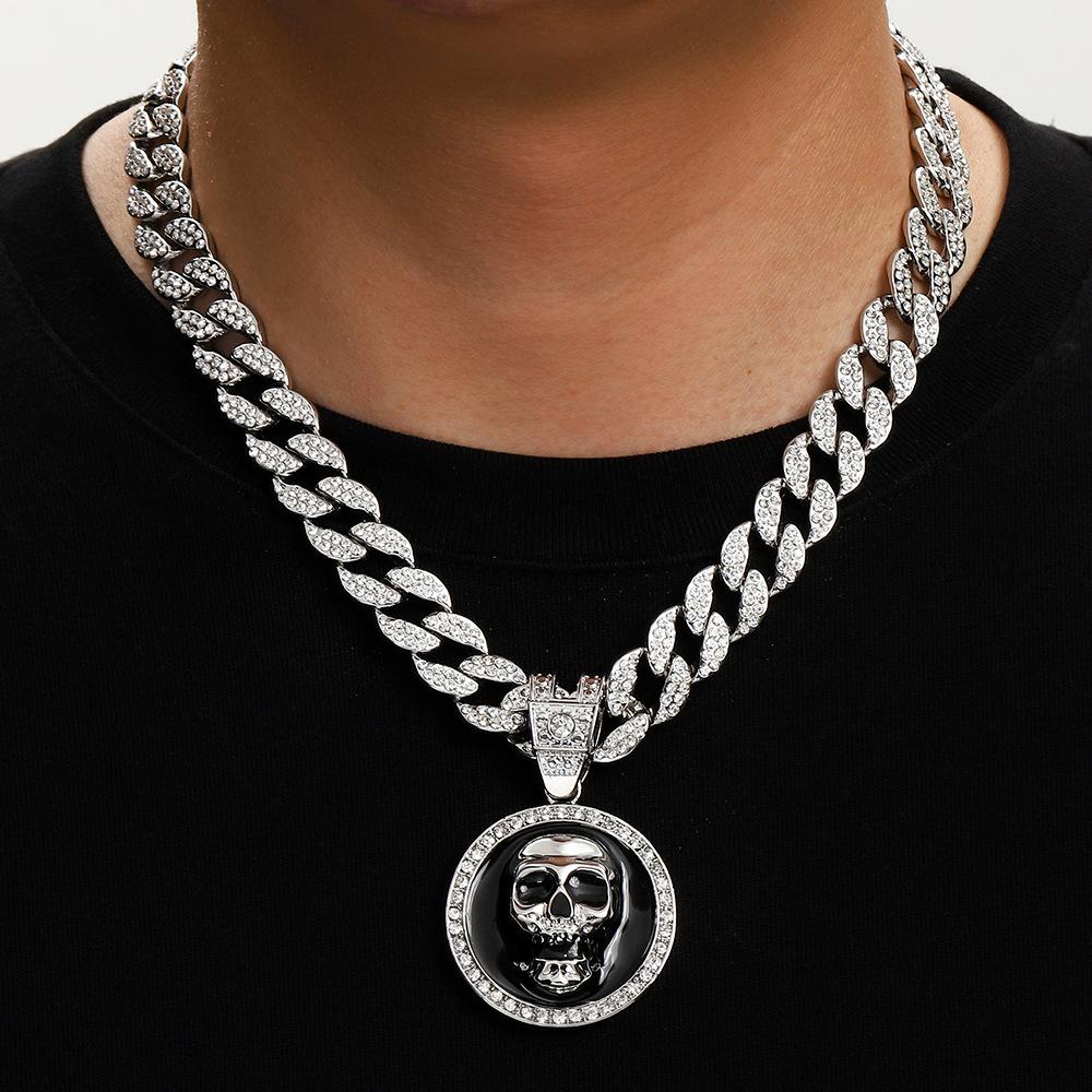 Drip Alloy Skull Pendant Domineering Cool Personality Trend Hip Hop Necklace Men'S Jewelry