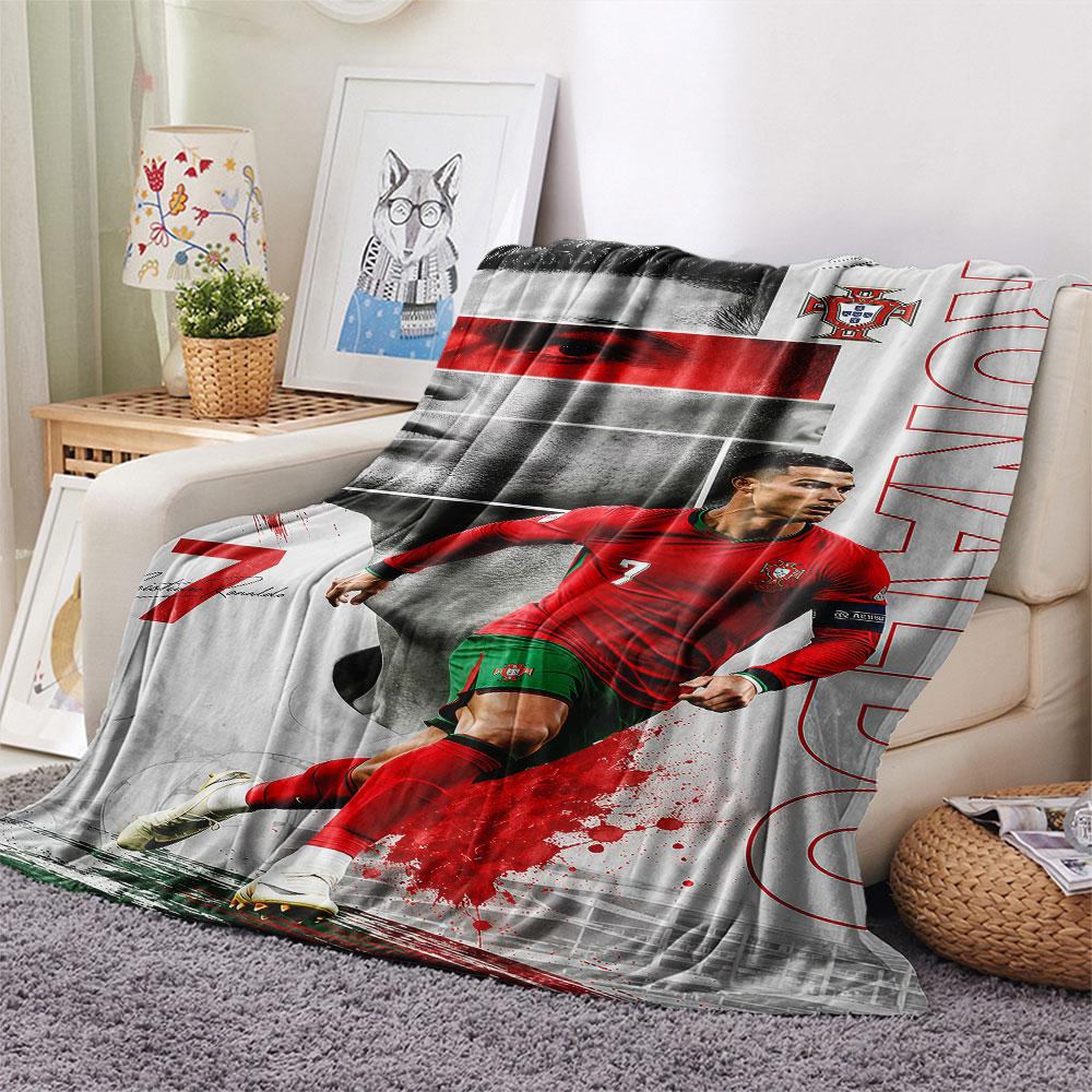 1PC Cristiano Ronaldo Patterned Flannel Blanket Suitable For All Seasons for Home Decor Warmth and Comfort Gifts Holiday Present