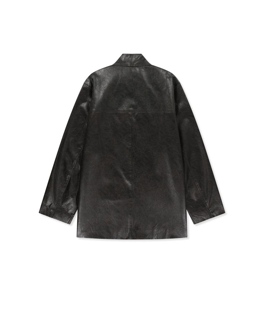 MATIN KIM Faux Leather Safari Jacket In Brown