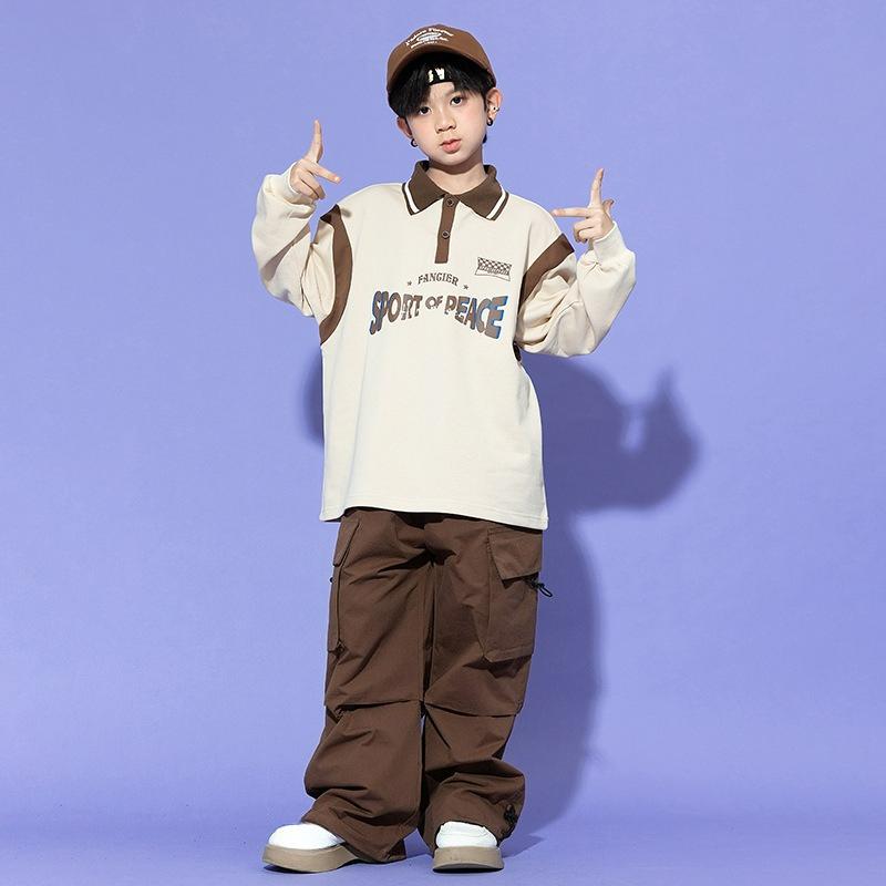 Children's Hip-hop Trendy Clothes, Boys' Hip-hop Long-sleeved Hiphop Costumes, Girls' Jazz Dance Clothes, Children's Catwalk Suits