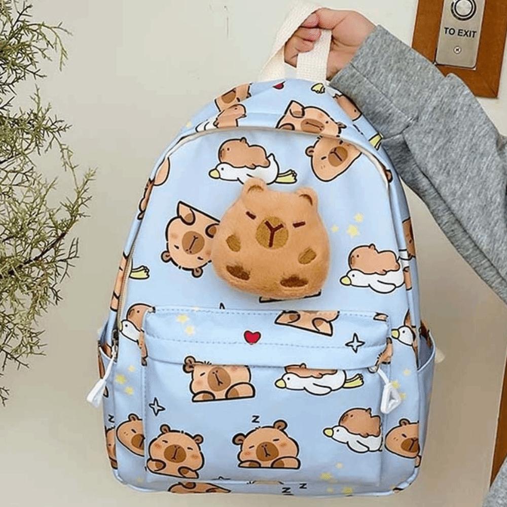 Doll Decoration Cartoon Animal Daypack Nylon Large Capacity School Bag Capybara Backpack  Students