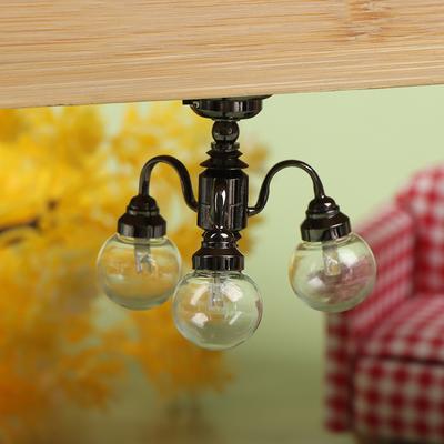 1:12 Mini Lampa na Stropní Lustr s 3 Rameny LED Lampa Nástěnné Světlo Dekor Hračka pro Panenky