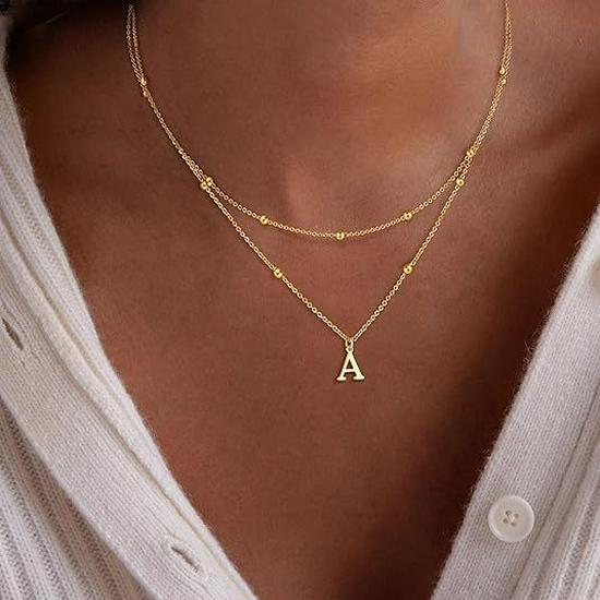 Exquisite 14K Gold Plated Copper Initial Pendant Necklace - Personalized and Fashionable Jewelry