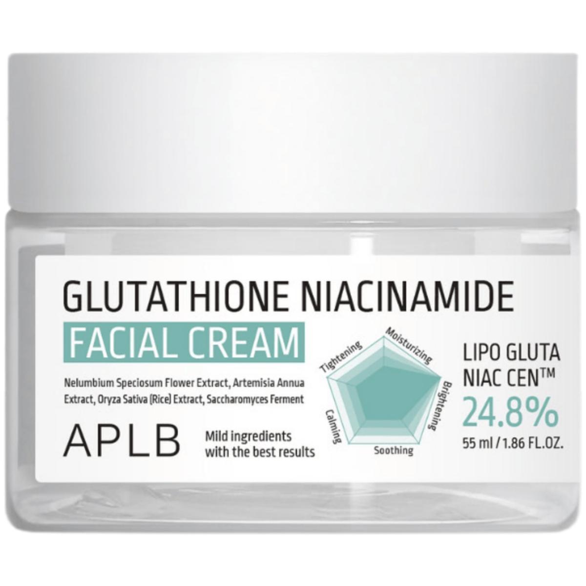 APLB - Crema Viso alla Glutatione e Niacinamide, 55ml crema viso illuminante