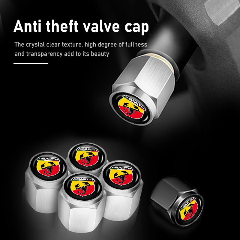 For Abarth 5pcs Metal Car Tire Wheel Theftproof Cap Air Valve Stem Cover Fiat Grande Punto Tipo Stilo Ducato Palio 500x