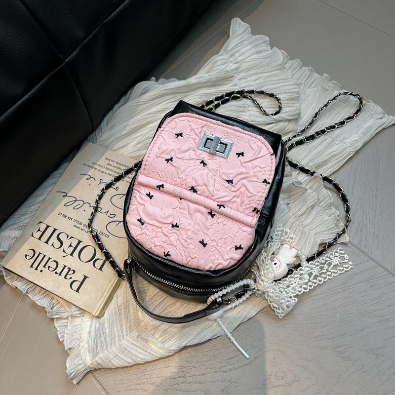 Contrasting color niche women's backpack new trendy exquisite mini versatile chain rear backpack small schoolbag