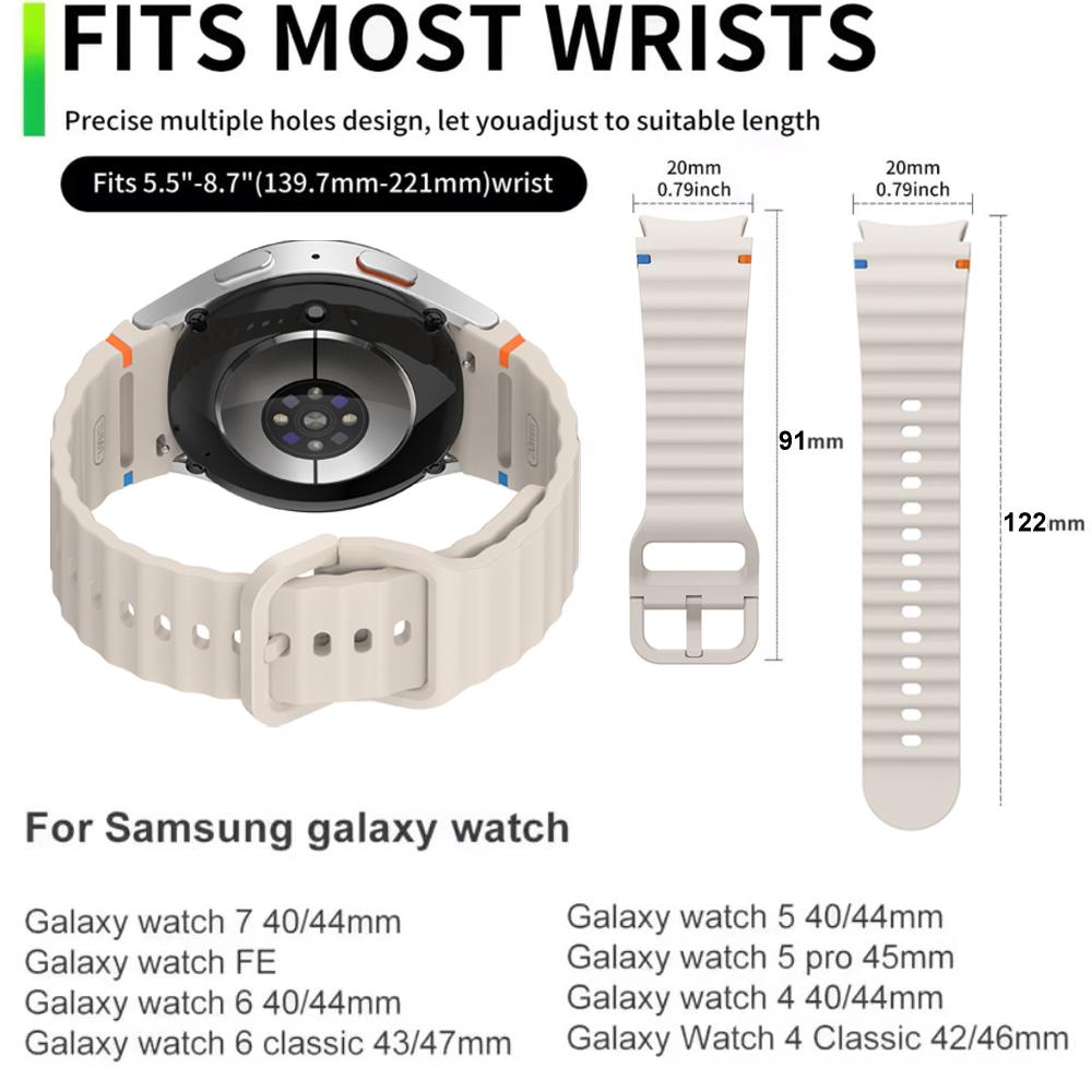 Replacement Strap For Samsung Galaxy Watch 7/6/5/4/FE 44mm 40mm Strap Silicone Watchbands Correa For Galaxy Watch 7 Bracelet