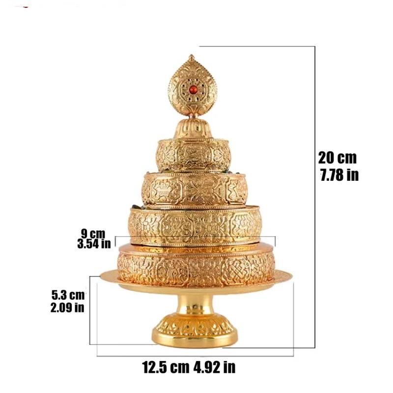 Buddhist Manza Furnishing Tantric Alloy Handicraft Auspicious Tibetan Tribute Gilt Buddhism Plate Home Gift Indoor Decorative