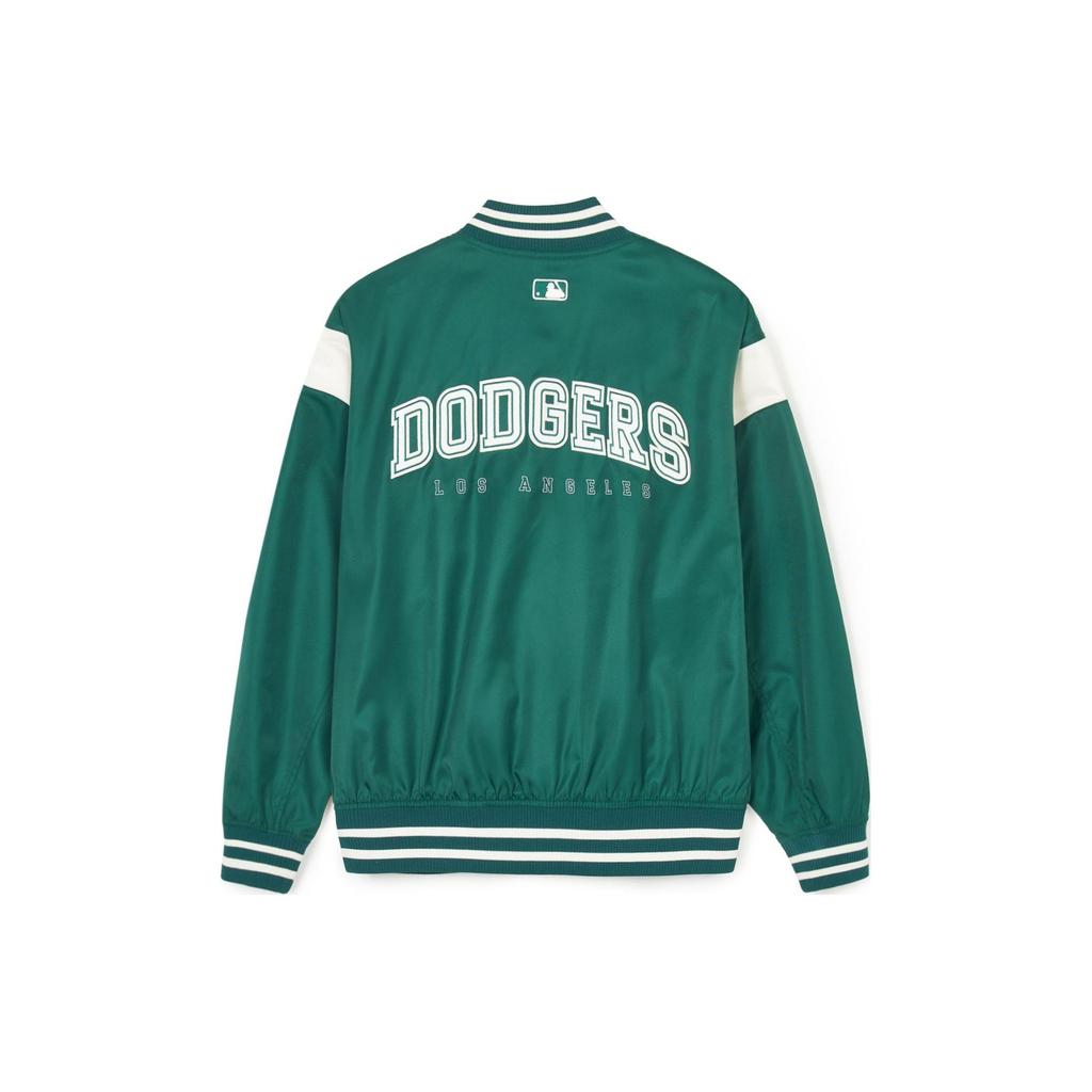 MLB SS24 Los Angeles Dodgers Logo Color Block Button-Up Cardigan Baseball Jacket Unisex jackets Green 3AJPV0641-07GND
