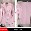 Women's Rose Red Elegant Three-Piece Suit: Spring/Fall Long Sleeve Jacket.