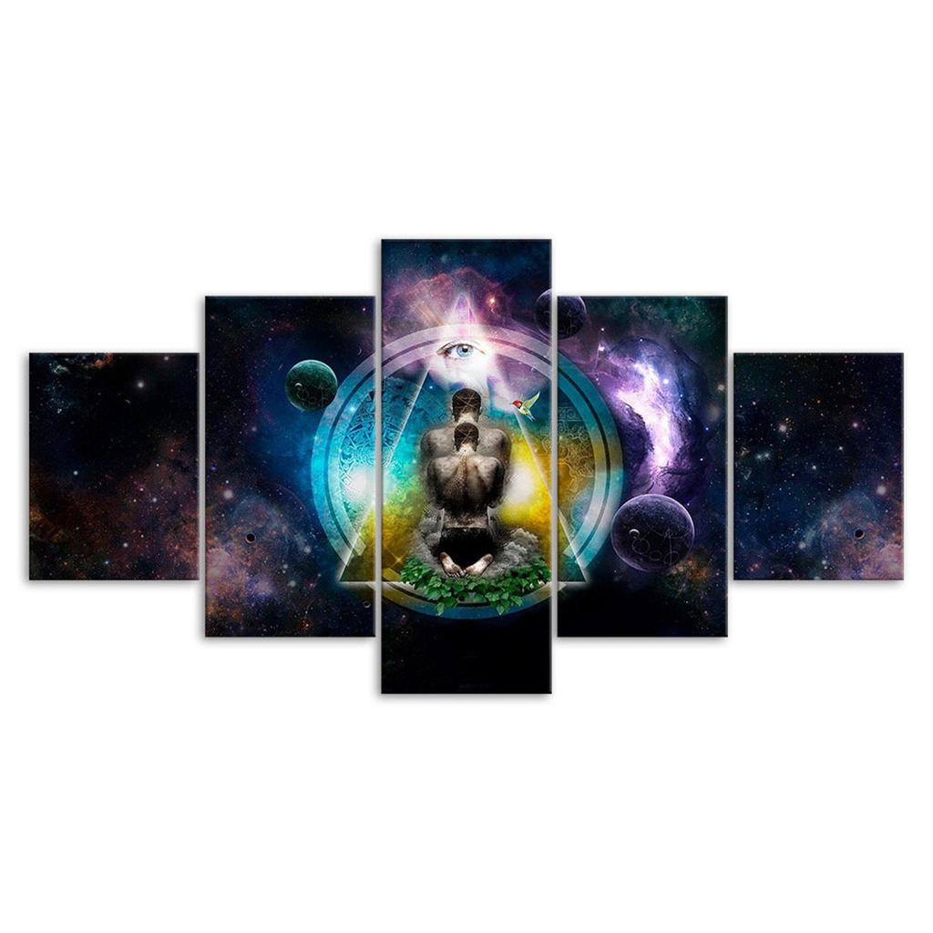 Spiritual Awakening Meditation Canvas 5 Piece Five Panel Wall Print Modern Art Poster Picture Home Decor Gift For Him Her