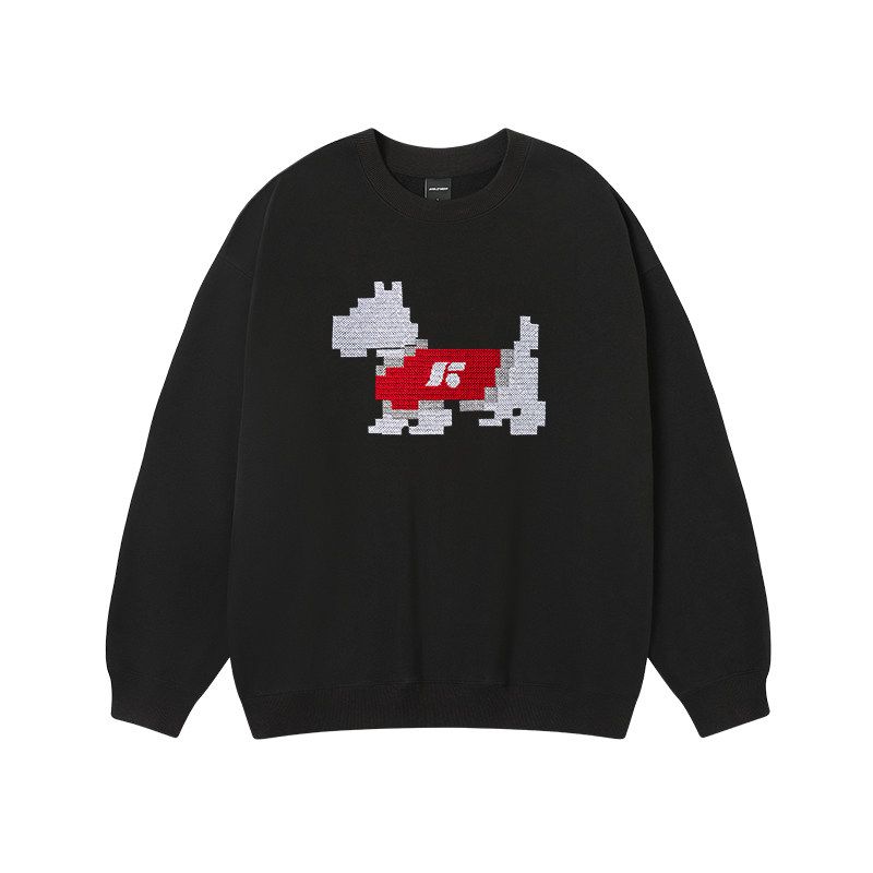 Jungle Tiger Fun Cross-Stitch Puppy Crewneck Sweatshirt for Men, Street Style, 420g Heavyweight Thickened Couple's Top for Women