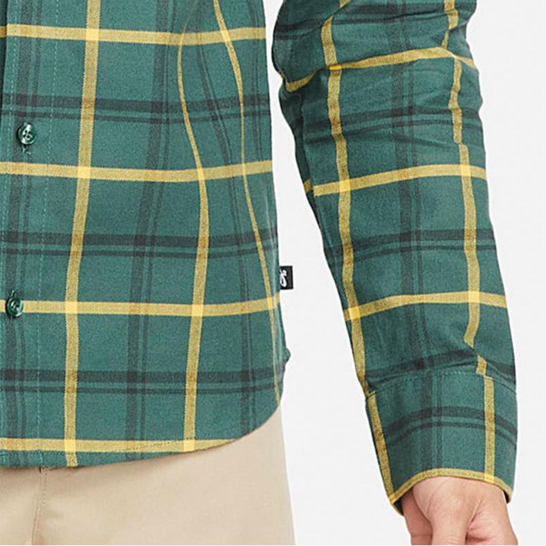 Nike Plaid Sports Casual Breathable Polo Long Sleeve Shirt Men shirts Green DA4251-333