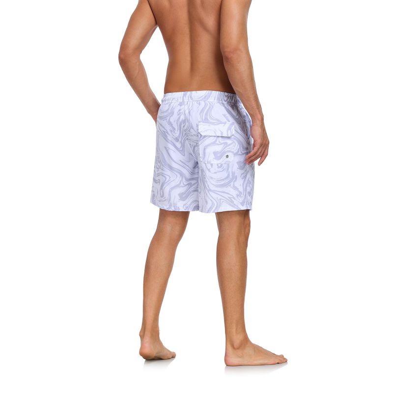 Men's Double-Layer Printed Beach Shorts Drawstring Swim Trunks
