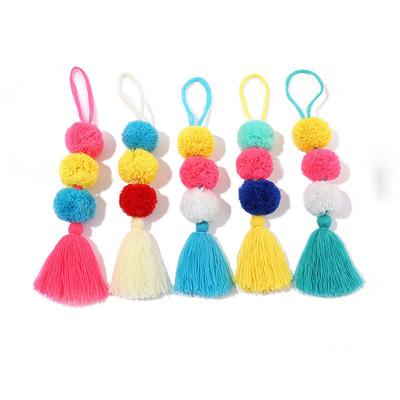 Accessory Women Key Ornaments Handbag Pendant Lovely Tassel Pompom Keychain Bohemia Colorful Waist Wallet Lanyard Keyring