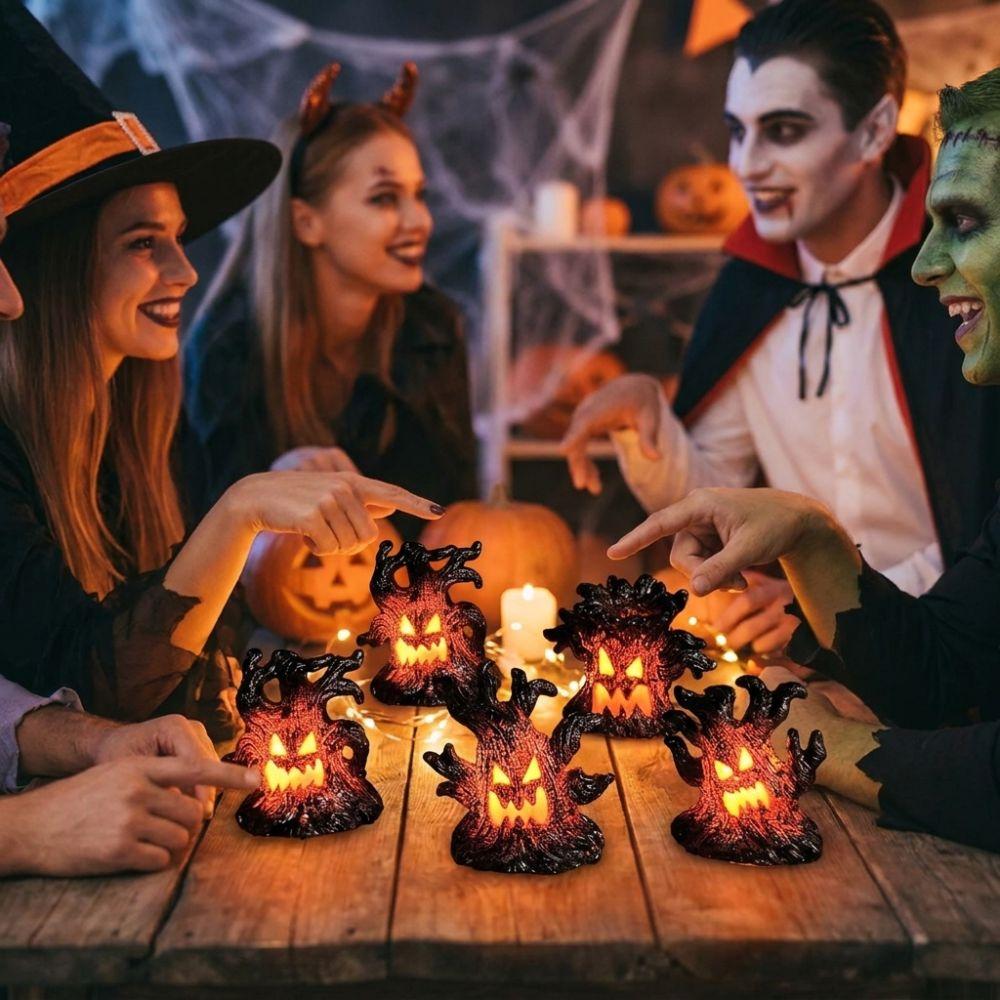 Glow Effect Scary Tree Stump Lamp Mini Tree Stump LED Ghost Decor Lights Window Holiday