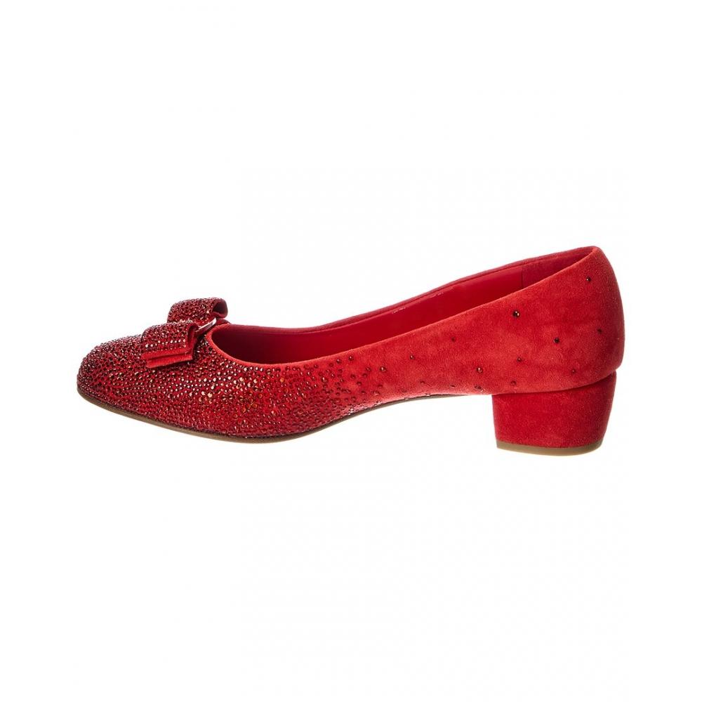 Salvatore Ferragamo Vara Suede Pump Red