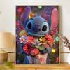 Disney Stitch Flowers Diamond Painting Kit 5D DIY, Suitable for Beginners and Craft Lovers, Interior Space Decoration