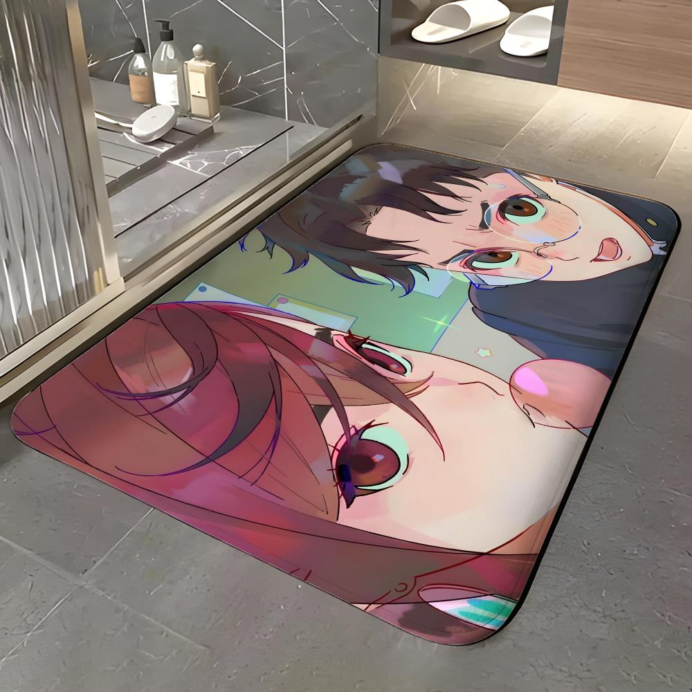 Manga D-Dandadan Fußmatte Weiche Flanell Eingangstür-Matte Rutschfest Saugfähig Badezimmer Schlafzimmer Bodenläufer