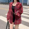 Chemise à carreaux pour femme Chiffon transparent Manches longues Col Boutonnée Haut Femme Simple boutonnage Chemisier Dames Lâche Fine Chemises à carreaux